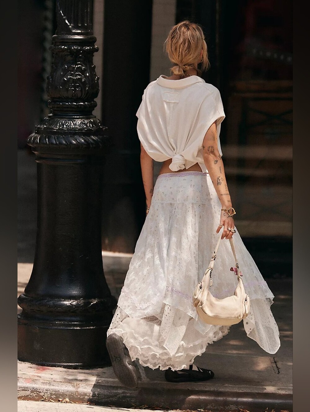 NWT Free People Intimately Lady Lux Midi Slip Skirt, Fresh Air, Size Small